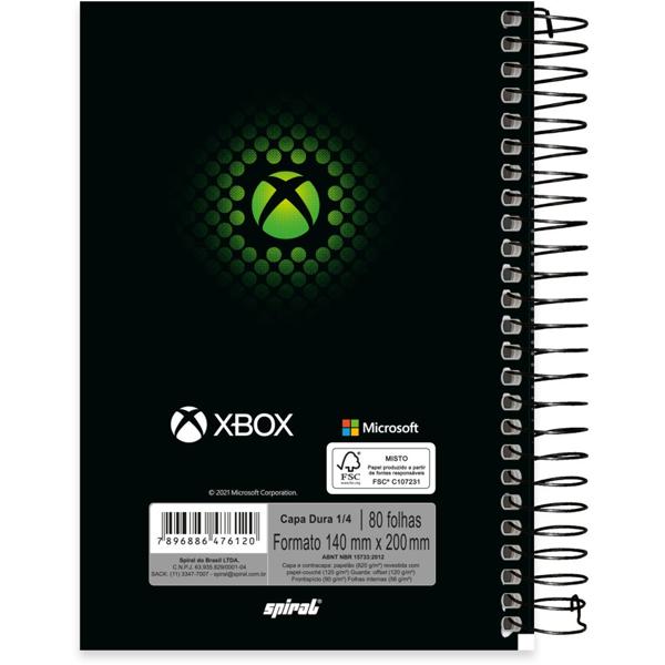 Caderno 1/4 espiral capa dura 80 folhas, Xbox, 2276120, Spiral - PT 1 UN