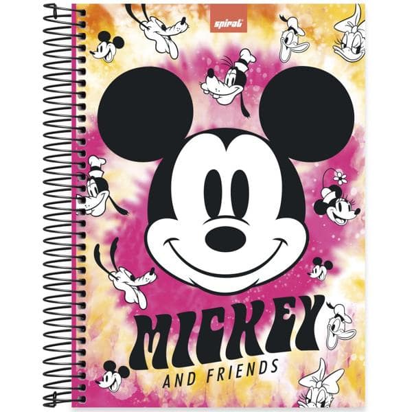 Caderno universitário capa dura 10x1 160 folhas, Mickey Disney Friends, Spiral, 2228891 - PT 1 UN