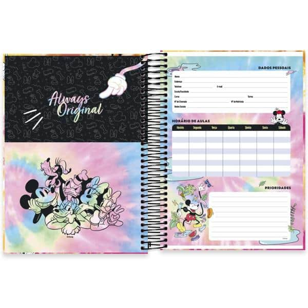 Caderno universitário capa dura 10x1 160 folhas, Mickey Disney Friends, Spiral, 2228891 - PT 1 UN