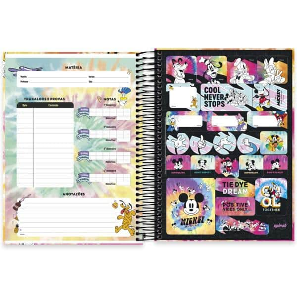 Caderno universitário capa dura 10x1 160 folhas, Mickey Disney Friends, Spiral, 2228891 - PT 1 UN