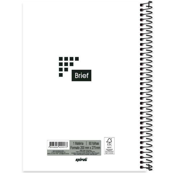 Caderno Universitário Capa Dura 1X1 80 Folhas Sem Pauta Brief Branco Spiral - PT 1 UN