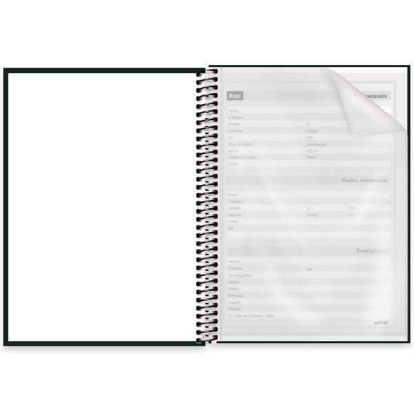 Caderno universitário capa dura 1x1 80 folhas sem pauta, Brief Preto, Spiral, 2266107 - PT 1 UN