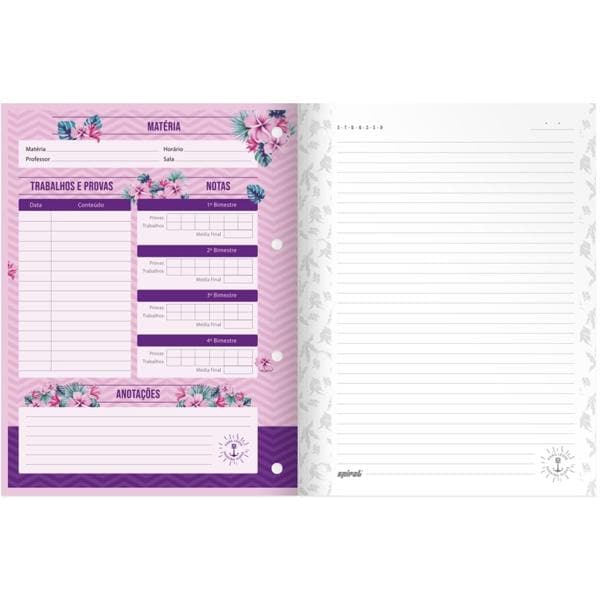 Caderno universitário 1x1 80 folhas coladas wireless Hang Loose 2266640 Spiral PT 1 UN