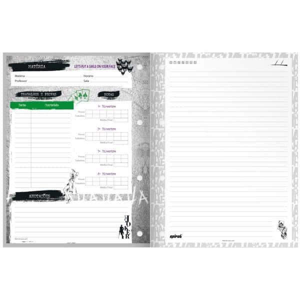 Caderno universitário 1x1 80 folhas coladas wireless Joker 2230412 Spiral PT 1 UN