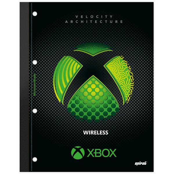 Caderno univ.1x1 80 folhas coladas wireless Xbox 2281407 Spiral PT 1 UN