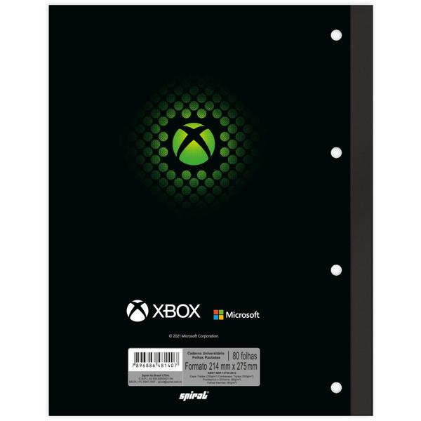 Caderno univ.1x1 80 folhas coladas wireless Xbox 2281407 Spiral PT 1 UN