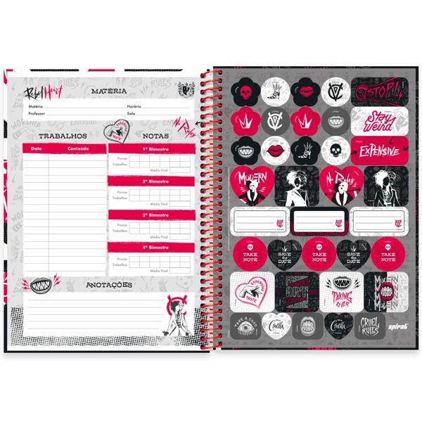 Caderno universitário capa dura 1x1 80 folhas, Disney Disney Cruella, Spiral, 2229614 - PT 1 UN