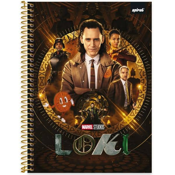 Caderno universitário capa dura 1x1 80 folhas, Marvel Loki, Spiral, 2266251 - PT 1 UN