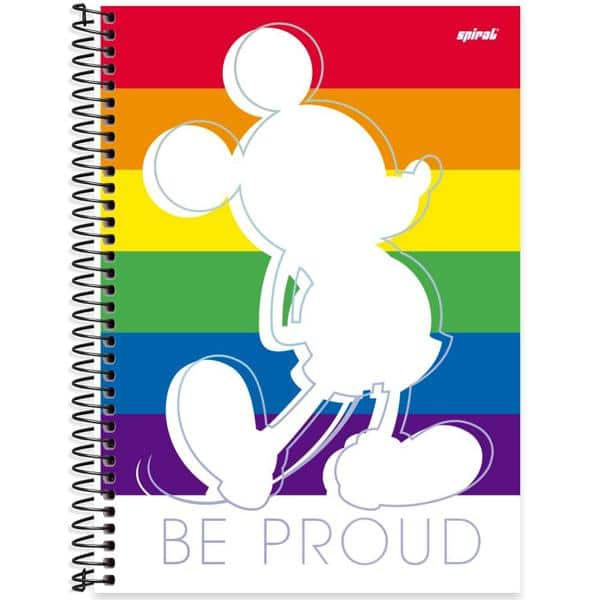 Caderno universitário capa dura 1x1 80 folhas, Mickey Disney Pride, Spiral, 2265766 - PT 1 UN