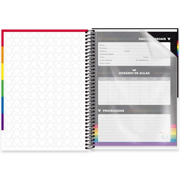 Caderno universitário capa dura 1x1 80 folhas, Mickey Disney Pride, Spiral, 2265766 - PT 1 UN