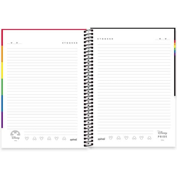 Caderno universitário capa dura 1x1 80 folhas, Mickey Disney Pride, Spiral, 2265766 - PT 1 UN