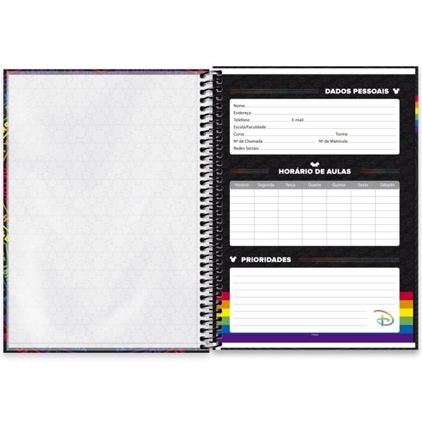 Caderno universitário capa dura 1x1 80 folhas, Disney Mickey Pride, Spiral, 2228907 - PT 1 UN