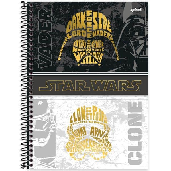 Caderno universitário capa dura 1x1 80 folhas, Star Wars, Spiral, 2266312 - PT 1 UN