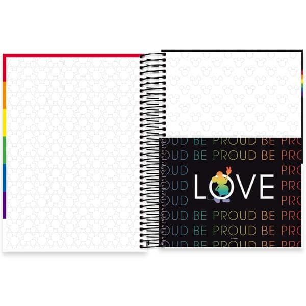 Caderno universitário capa dura 10x1 160 folhas, Mickey Disney Pride, Spiral, 2265773 - PT 1 UN