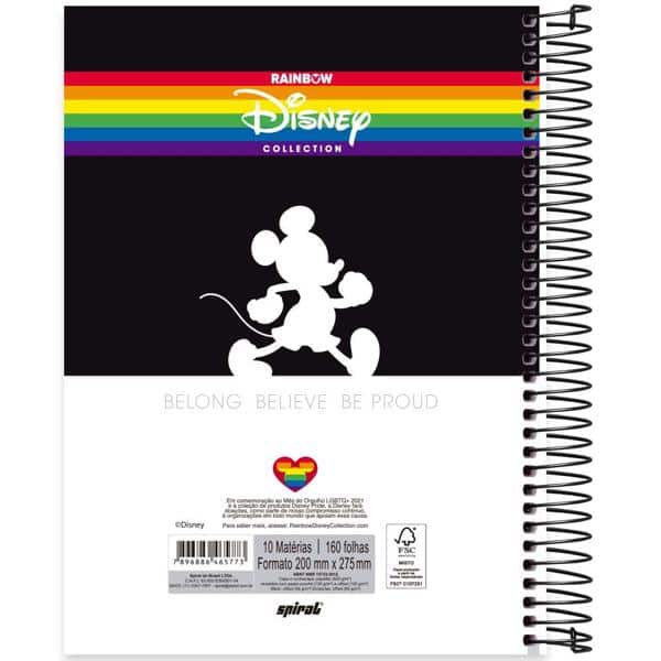 Caderno universitário capa dura 10x1 160 folhas, Mickey Disney Pride, Spiral, 2265773 - PT 1 UN