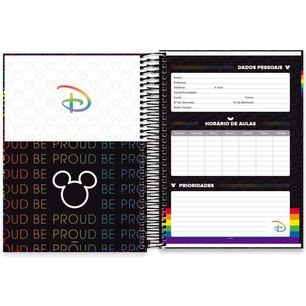 Caderno universitário capa dura 10x1 160 folhas, Mickey Disney Pride, Spiral, 2228914 - PT 1 UN