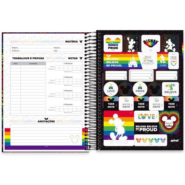 Caderno universitário capa dura 10x1 160 folhas, Mickey Disney Pride, Spiral, 2228914 - PT 1 UN