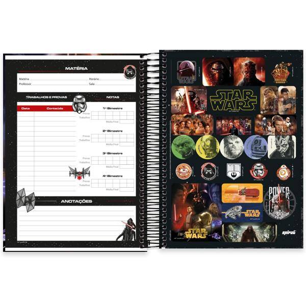 Caderno universitário capa dura 10x1 160 folhas, Star Wars Vader, Spiral, 2266473 - PT 1 UN