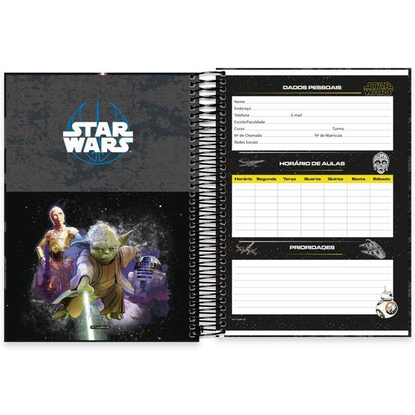 Caderno universitário capa dura 10x1 160 folhas, Star Wars First Order, Spiral, 2266541 - PT 1 UN