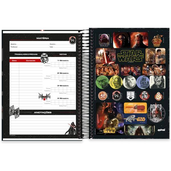 Caderno universitário capa dura 10x1 160 folhas, Star Wars First Order, Spiral, 2266541 - PT 1 UN