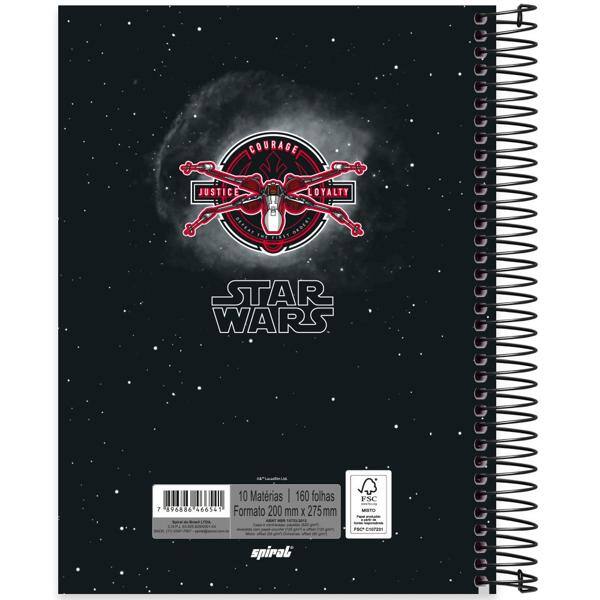 Caderno universitário capa dura 10x1 160 folhas, Star Wars First Order, Spiral, 2266541 - PT 1 UN