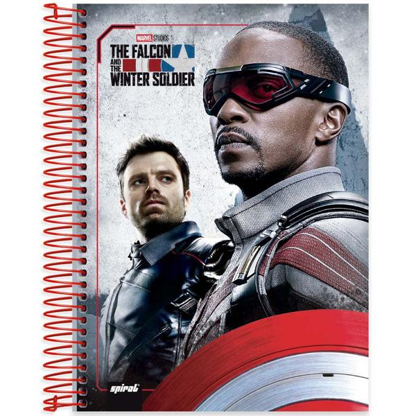 Caderno universitário capa dura 10x1 160 folhas, Marvel Falcão e o Soldado Invernal, Spiral, 2229843 - PT 1 UN