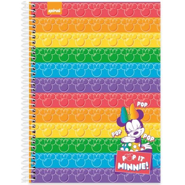 Caderno universitário capa dura 1x1 80 folhas, Disney Minnie Pop It, Spiral, 2266923 - PT 1 UN