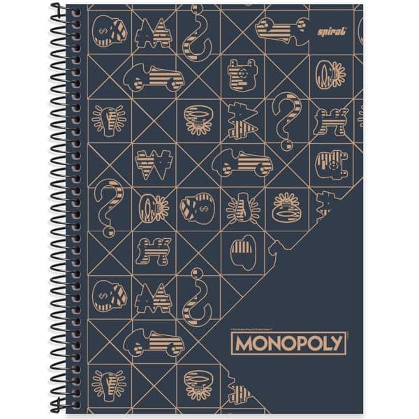 Caderno universitário capa dura 1x1 80 folhas, Monopoly, Spiral, 2230498 - PT 1 UN