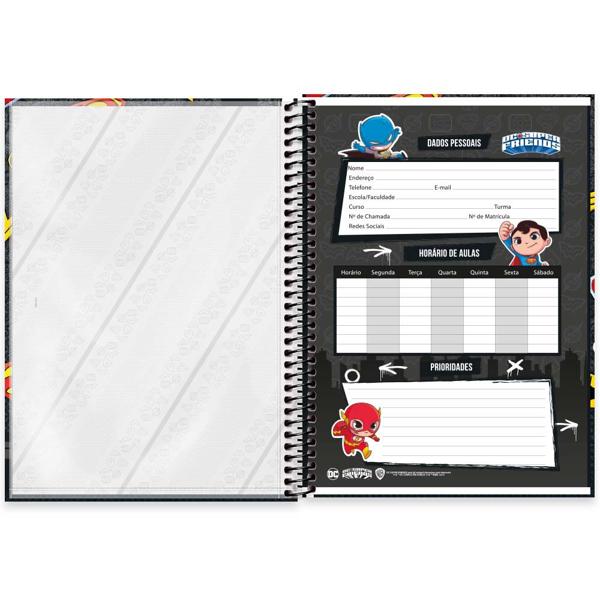 Caderno universitário capa dura 1x1 80 folhas, DC Super Friends, Spiral, 2230559 - PT 1 UN