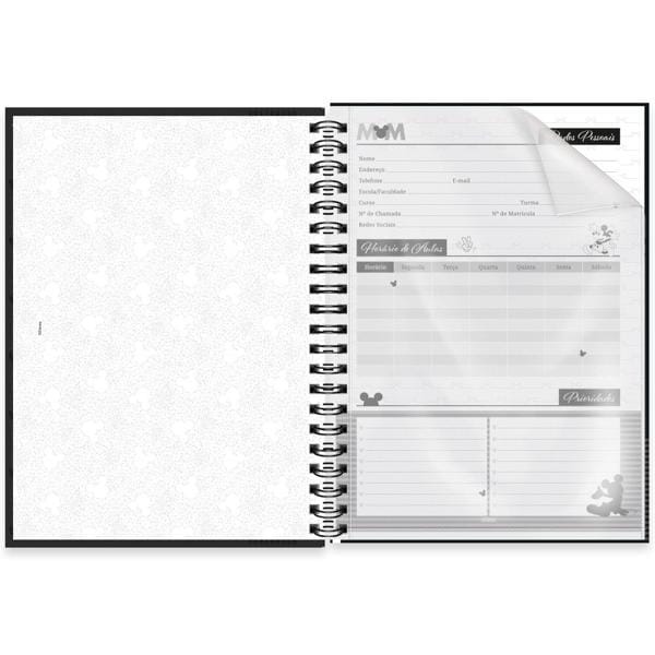 Caderno universitário capa polipropileno 1x1 80 folhas Disney Mickey PP, Spiral, 2230672 - PT 1 UN