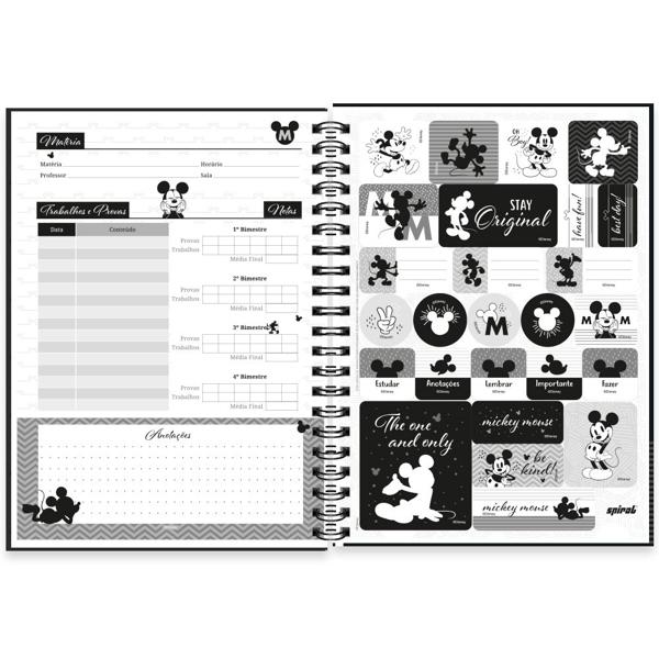 Caderno universitário capa polipropileno 1x1 80 folhas Disney Mickey PP, Spiral, 2230672 - PT 1 UN