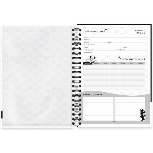 Caderno universitário capa polipropileno 1x1 80 folhas Disney Minnie PP, Spiral, 2230696 - PT 1 UN