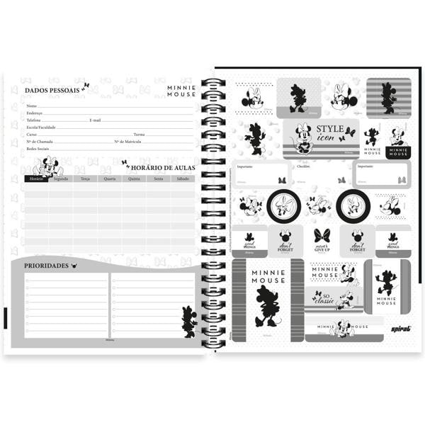 Caderno universitário capa polipropileno 1x1 80 folhas Disney Minnie PP, Spiral, 2230696 - PT 1 UN