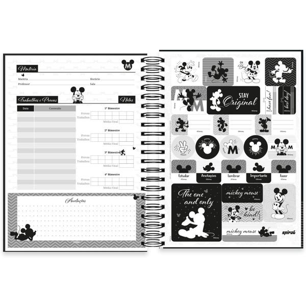 Caderno universitário capa polipropileno 10x1 160 folhas Disney Mickey PP, Spiral, 2230702 - PT 1 UN