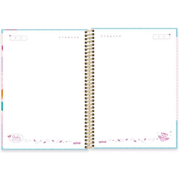 Caderno universitário capa dura, 1x1, 80 folhas, Corujinhas, 2369580, Spiral Cor - PT 1 UN