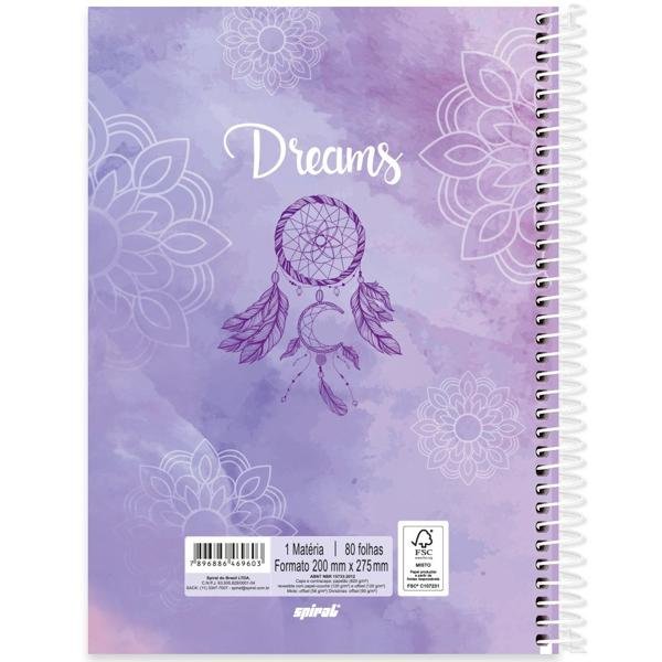 Caderno universitário capa dura, 1x1, 80 folhas, Dreams, 2369603, Spiral Dms - PT 1 UN