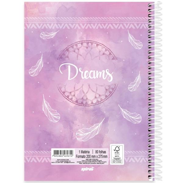 Caderno universitário capa dura, 1x1, 80 folhas, Dreams, 2369610, Spiral Dms - PT 1 UN