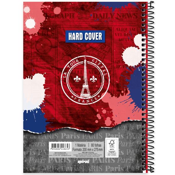 Caderno universitário capa dura, 1x1 80 folhas, Hard Cover, 2348653, Spiral Har - PT 1 UN