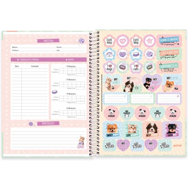 Caderno universitário capa dura, 1x1, 80 folhas, My Pet, 2348721, Spiral Pet - PT 1 UN