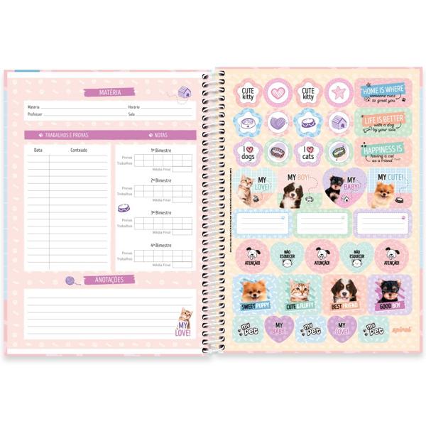 Caderno universitário capa dura, 1x1, 80 folhas, My Pet, 2348745, Spiral Pet - PT 1 UN