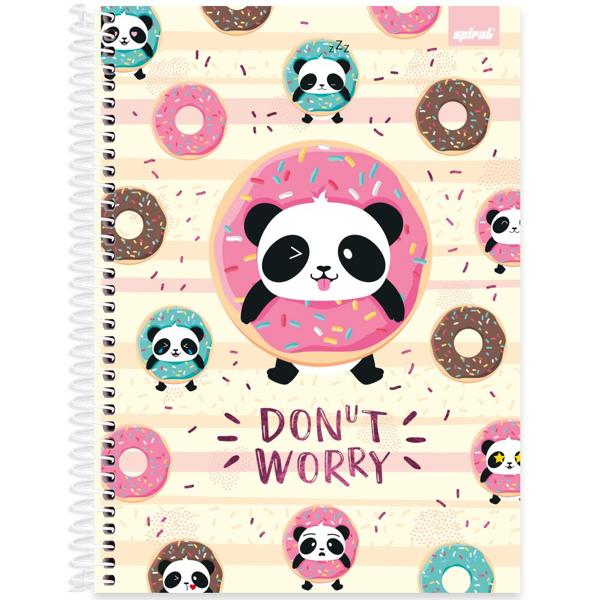 Caderno universitário capa dura, 1x1, 80 folhas, Panda, 2348813, Spiral Ten - PT 1 UN