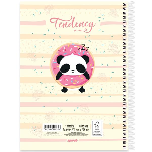 Caderno universitário capa dura, 1x1, 80 folhas, Panda, 2348813, Spiral Ten - PT 1 UN