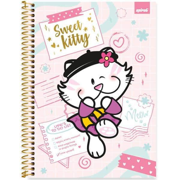 Caderno universitário capa dura, 1x1, 80 folhas, Pop Pet, 2348776, Spiral Pop - PT 1 UN