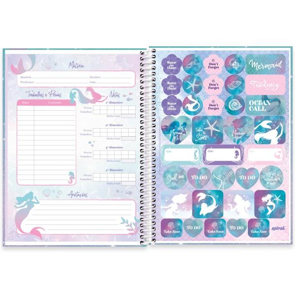 Caderno universitário capa dura, 1x1, 80 folhas, Sereia, 2350007, Spiral Ten - PT 1 UN