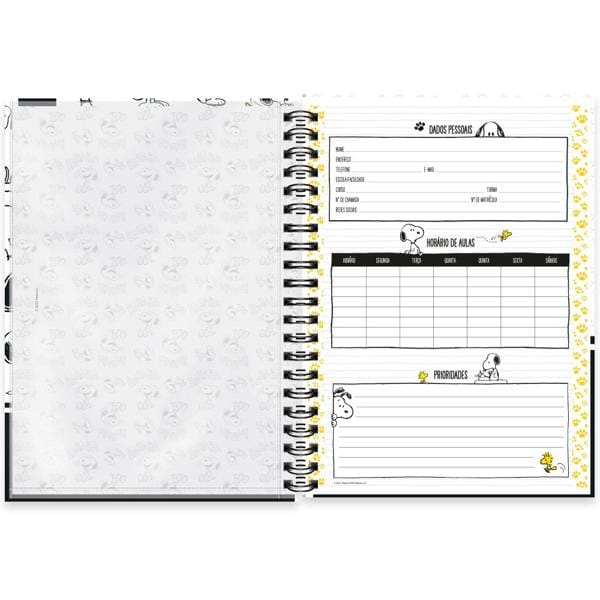 Caderno universitário capa dura, 1x1, 80 folhas, Snoopy Premium, 2350212, Spiral Sno - PT 1 UN