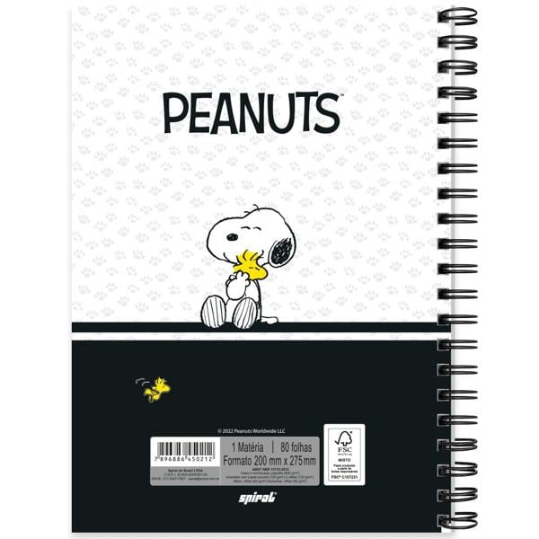 Caderno universitário capa dura, 1x1, 80 folhas, Snoopy Premium, 2350212, Spiral Sno - PT 1 UN