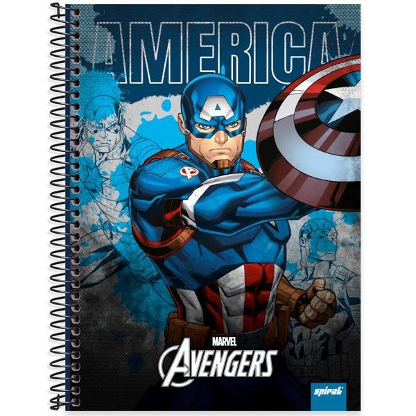 Caderno universitário capa dura, 1x1 80 folhas, Avengers, 2350779, Spiral Av - PT 1 UN