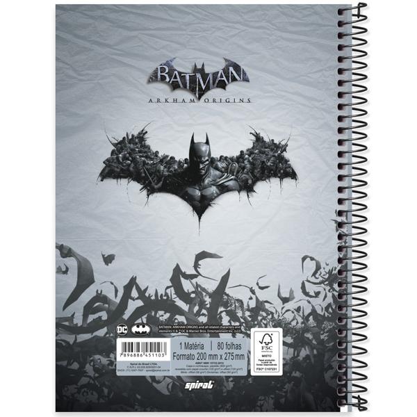 Caderno universitário capa dura, 1x1 80 folhas, Batman Game, 2351103, Spiral Btg - PT 1 UN