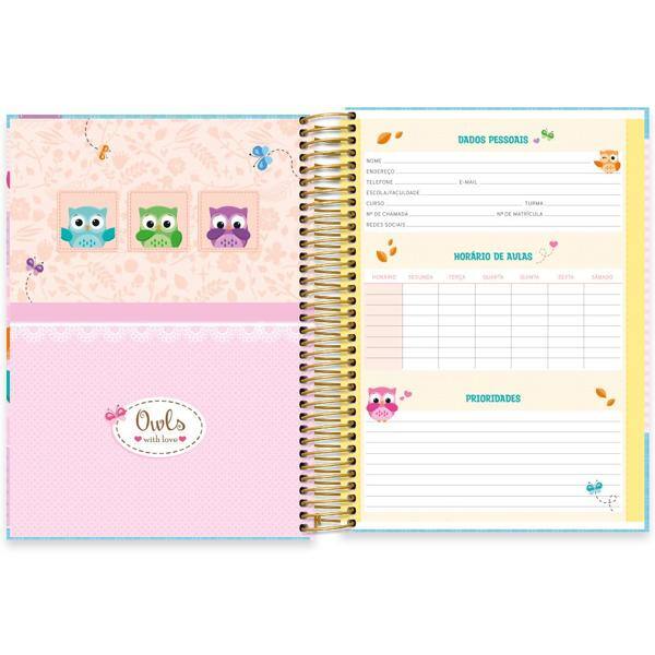 Caderno universitário capa dura, 10x1, 160 folhas, Corujinha, 2371415, Spiral Cor - PT 1 UN