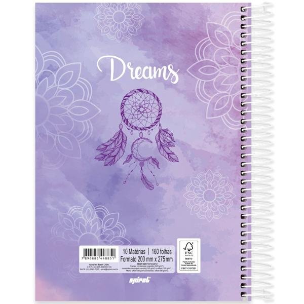 Caderno universitário capa dura, 10x1, 160 folhas, Dreams, 2348851, Spiral Dms - PT 1 UN